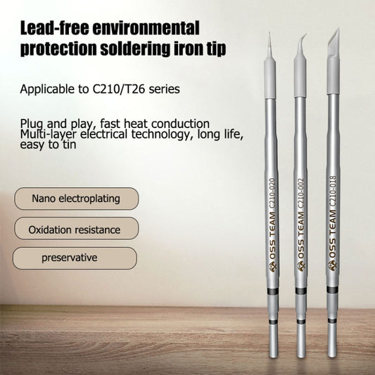 OSS Team C210 Series Soldering Iron Tip Welding Head For JBC T210 / C CD-2SD / 2SHE, Straight  Head, Angle  Head, Knife Head