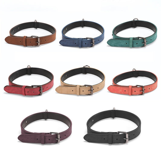 JINMAOHOU Dogs Double-Layer Leather Collar, XS 34x1.7cm, S 39x2.2cm, M 49x2.7cm, L 59x3.2cm