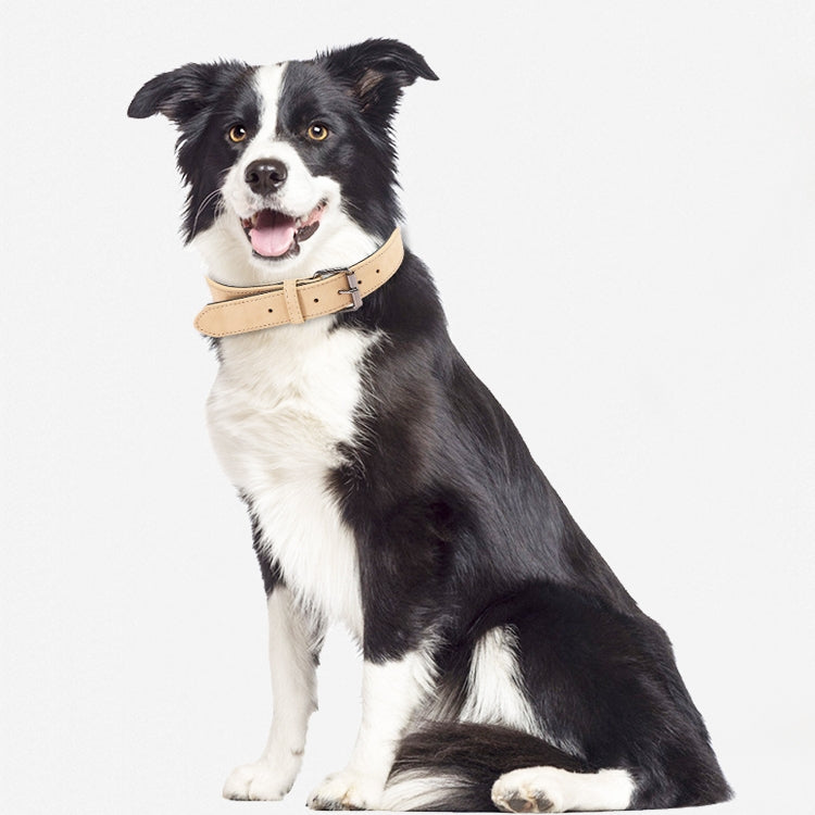 JINMAOHOU Dogs Double-Layer Leather Collar, XS 34x1.7cm, S 39x2.2cm, M 49x2.7cm, L 59x3.2cm