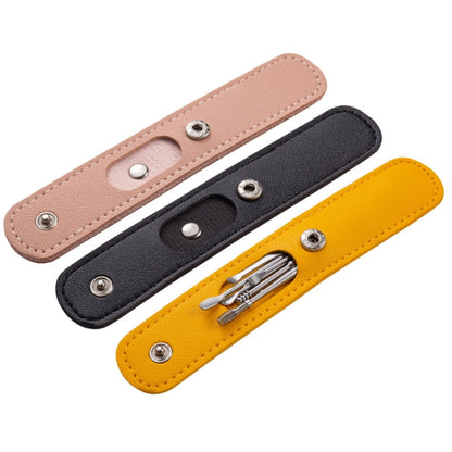 6 In 1 Stainless Steel Spring Spiral Portable Ear Pick, Yellow Leather Case, Pink Leather Case, Yellow, Blue, Pink, Green, Purple, Black