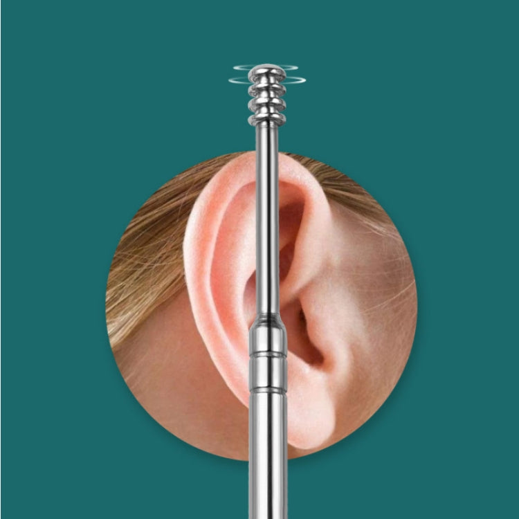 6 In 1 Stainless Steel Spring Spiral Portable Ear Pick, Yellow Leather Case, Pink Leather Case, Yellow, Blue, Pink, Green, Purple, Black