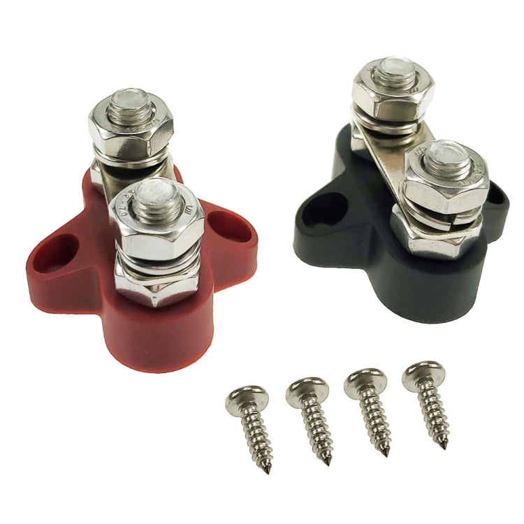 Double Terminal Block Spiral Fixed Wire Connector, M8 Black, M8 Red, M6 Black, M6 Red