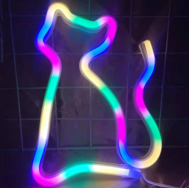 مصباح نيون LED للديكور الليلي، مزود بالطاقة: بطارية أو USB، USB