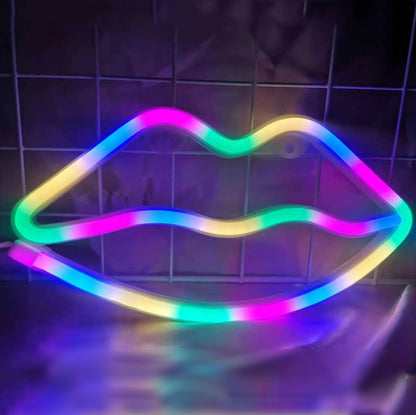 مصباح نيون LED للديكور الليلي، مزود بالطاقة: بطارية أو USB، USB