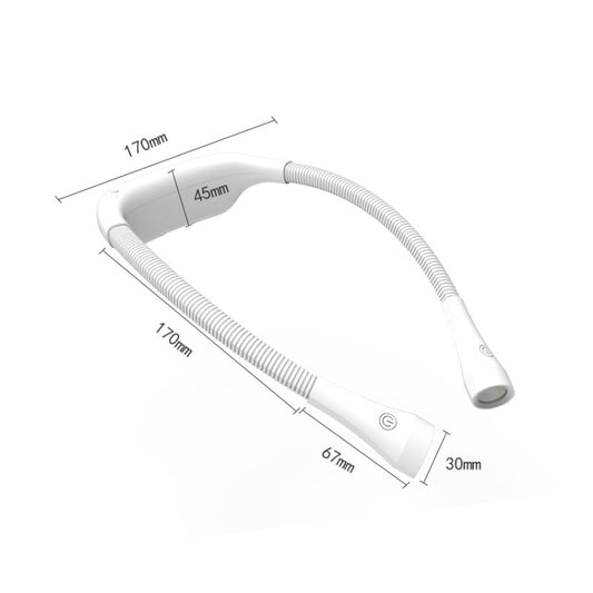 Hanging Neck Lamp Student Eye Protection Led Reading Lamp USB Rechargeable Book Lamp, White, Black