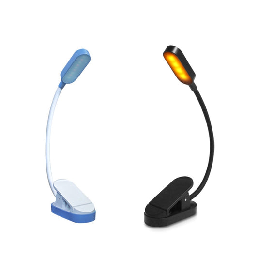 9 LEDs Mini Clip Desk Lamp USB Charging Student Eye Protection Reading Lamp, Blue and White, Black