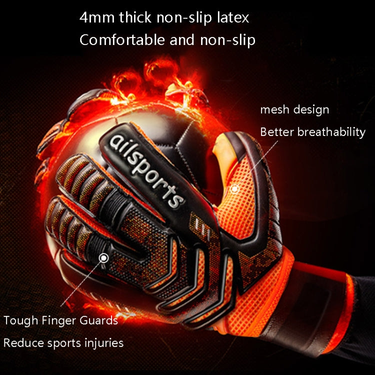 Ailsports ST5511 1 Pair Goalkeeper Thicken Latex Fingers Protection Gloves
