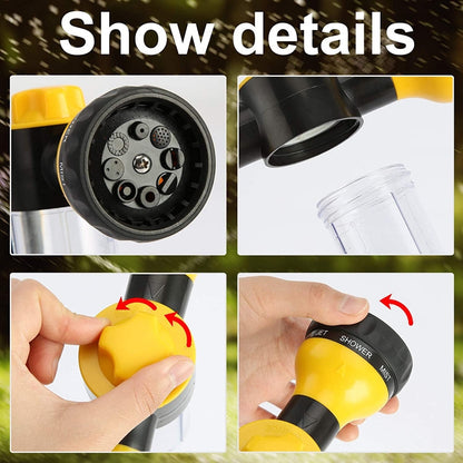 8 in 1 Car Wash Foam Pot Water Sprinkler, Yellow, Green