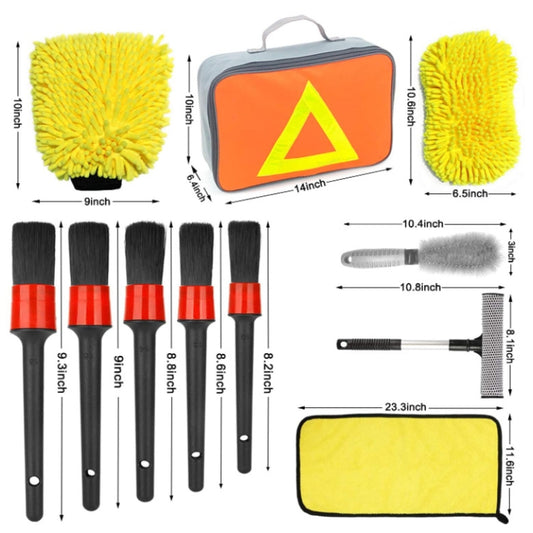 Soft Detail Brush Waterproof Car Wash Gloves, 11 PCS / Set