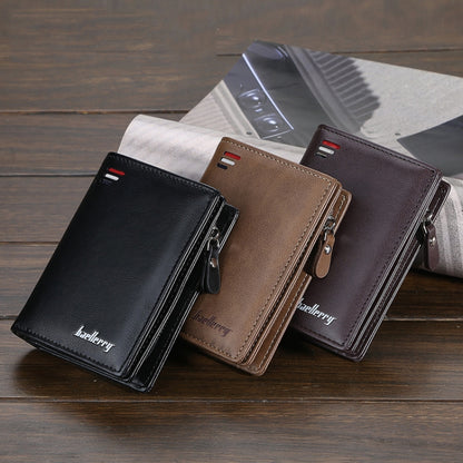 Baellerry D3216 Men Short Vertical Multi-Card Snap Coin Purse, Khaki, Black, Brown