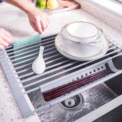 Kitchen Silicone Drain Rack Sink Drain Rack, 52 x 33cm Gray, 52 x 33cm White Gray, 43 x 33cm Gray, 43 x 33cm White Gray