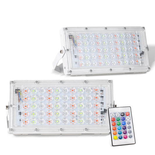 كشاف إضاءة خارجي فائق الخفة مقاوم للماء LED RGB بقوة 50 وات مع جهاز تحكم عن بعد
