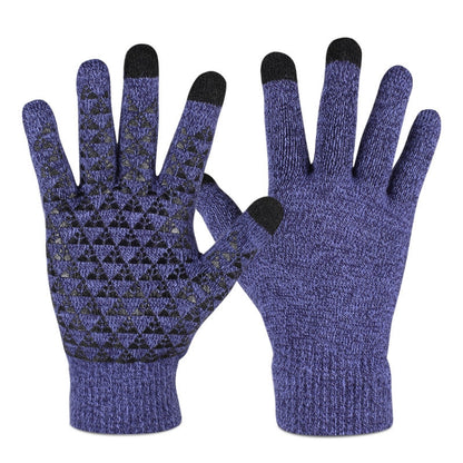 1 Pair Thick Velvet Touch Screen Knitted Warm Gloves