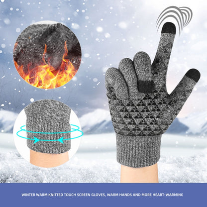 1 Pair Thick Velvet Touch Screen Knitted Warm Gloves