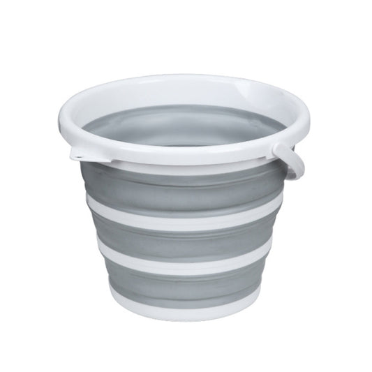 Home Outdoor Portable Folding Silicone Bucket, Gray 10 Liters