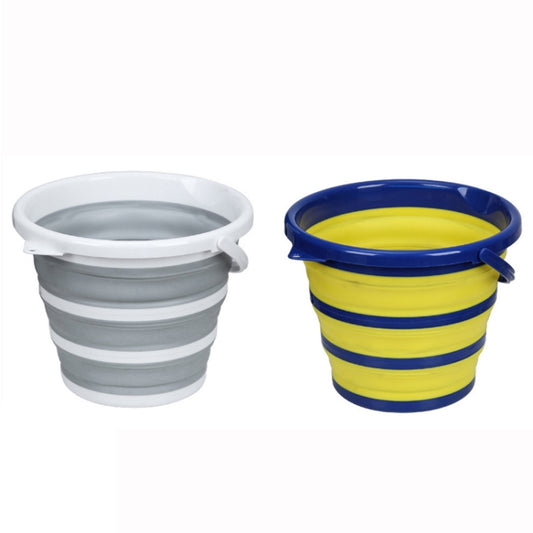Home Outdoor Portable Folding Silicone Bucket, Gray 10 Liters