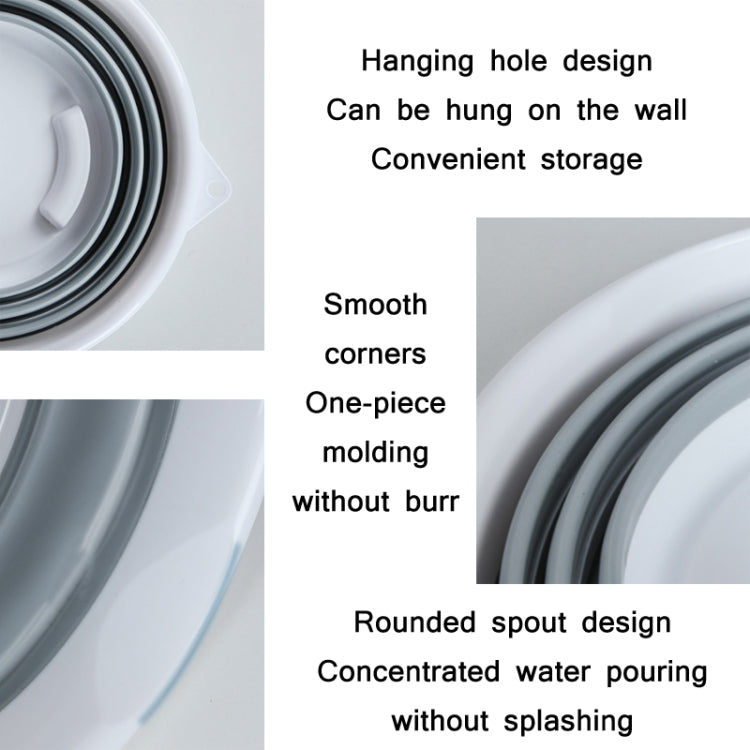 Home Outdoor Portable Folding Silicone Bucket, Gray 10 Liters