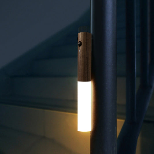 Home Intelligent Corridor Human Body Induction LED Night Light, Walnut Color, White Wax Wood Color