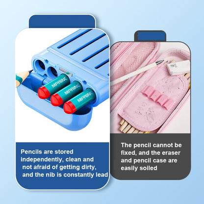 4 in 1 Pencil Eraser Ruler Stationery Box, Athens Blue, Light Pink, Transparent Blue Green