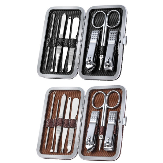 Stainless Steel Nail Trimming Grooming Set, Black, Dark Brown