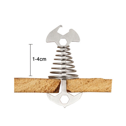 5 PCS 4 in 1 Outdoor Camping Fishbone Nail Spring Hook Wind Rope Buckle