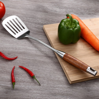 304 Stainless Steel Wooden Handle Kitchenware Kitchen Equipment, Style:, Fried Spatula, Soup Spoon, Slotted Spoon, Slotted Shovel, Noodle Scoop, Rice Spoon