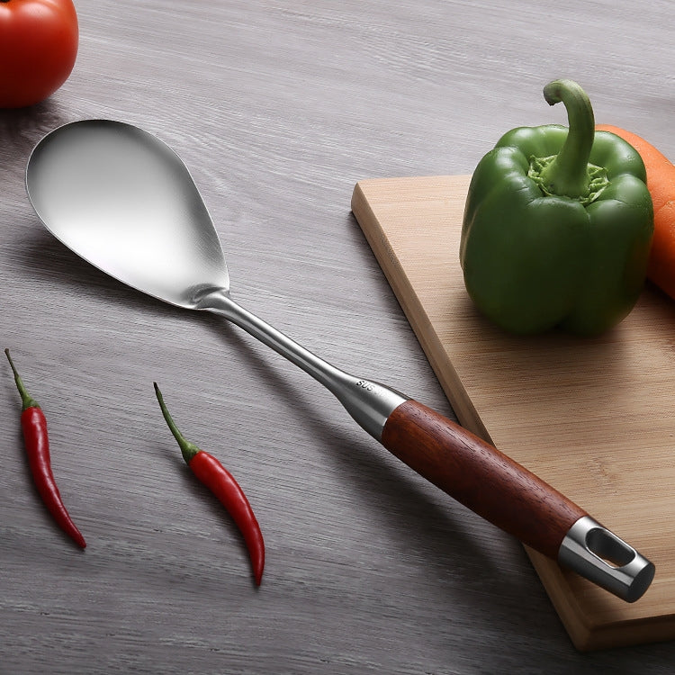 304 Stainless Steel Wooden Handle Kitchenware Kitchen Equipment, Style:, Fried Spatula, Soup Spoon, Slotted Spoon, Slotted Shovel, Noodle Scoop, Rice Spoon