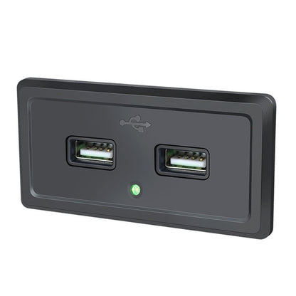شاحن سيارة بمدخل شحن USB مزدوج 12 فولت 24 فولت لحافلة الطريق، ضوء أزرق، ضوء أخضر، ضوء أحمر