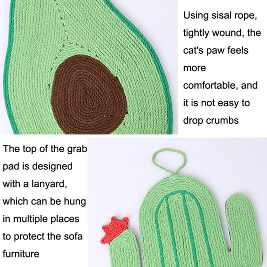 Non-slip and Moisture-proof Scratch Resistant Sisal Cat Scratch Pad, Small Fish, Cactus, Avocado