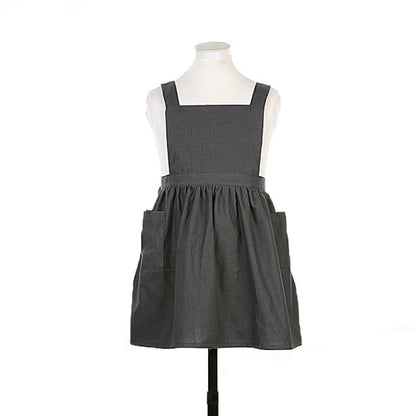 Cotton And Linen Parent-Child Painting Apron Baking Coffee Work Clothes,Size:, Childrens (Gray), Childrens (Oats), Adults (Gray), Adults (oat), Adult ( Pink)