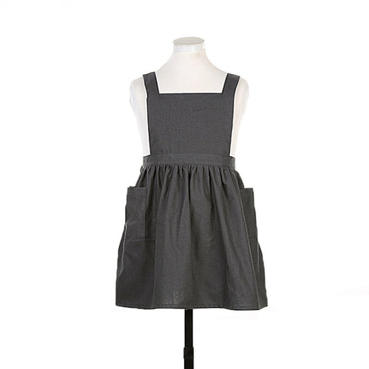 Cotton And Linen Parent-Child Painting Apron Baking Coffee Work Clothes,Size:, Childrens (Gray), Childrens (Oats), Adults (Gray), Adults (oat), Adult ( Pink)