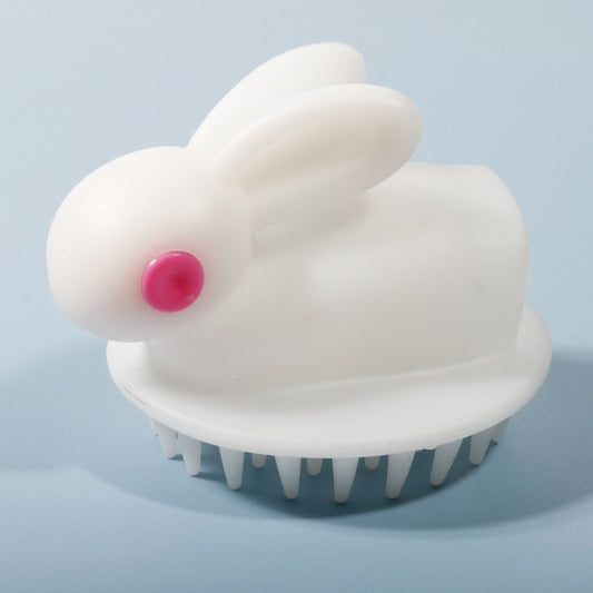 Cute Rabbit Shaped Silicone Shampoo Brush, White, Green, Pink