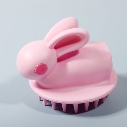 Cute Rabbit Shaped Silicone Shampoo Brush, White, Green, Pink