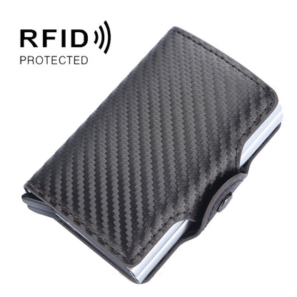 Baellerry K9172 RFID Double Aluminum Box Card Holder Automatic Pop-up Card Holder, Black, Coffee, Brown