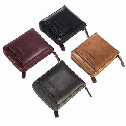 Baellerry D3124 Short PU Leather Wallet Zipper Retro Youth Small Wallet, Black Horizontal, Black Vertical, Brown Horizontal, Brown Vertical, Purple Horizontal, Purple Vertical, Gray Horizontal, Gray Vertical