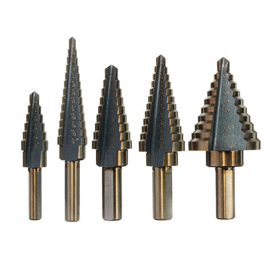 Pagoda Drill Bit High Speed Steel Opener Triangle Handle Stairs Drill Bit, 5 In 1 / Set Stairs Drill Bit