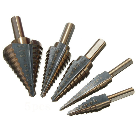 Pagoda Drill Bit High Speed Steel Opener Triangle Handle Stairs Drill Bit, 5 In 1 / Set Stairs Drill Bit