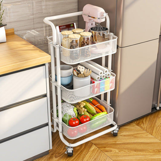 HP211015 Multifunctional Kitchen Storage Rack with Pulley, White, Black