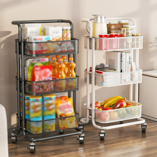 HP211015 Multifunctional Kitchen Storage Rack with Pulley, White, Black