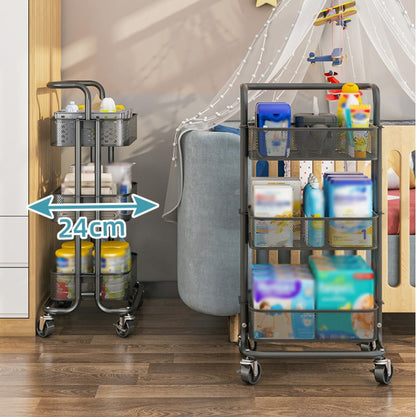 HP211015 Multifunctional Kitchen Storage Rack with Pulley, White, Black