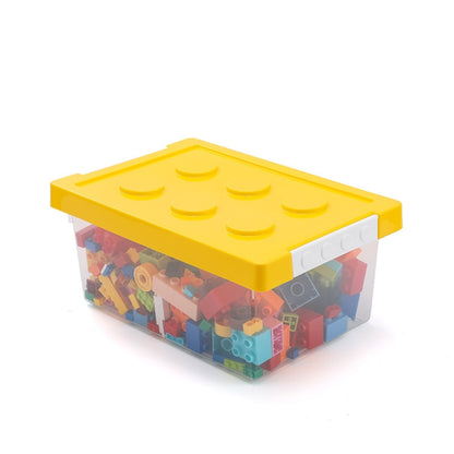 Children Building Blocks Toy Storage Box Transparent Storage Box With Lid, Yellow, Red, Green, Blue