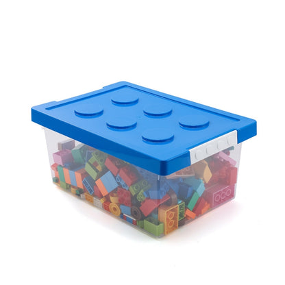 Children Building Blocks Toy Storage Box Transparent Storage Box With Lid, Yellow, Red, Green, Blue