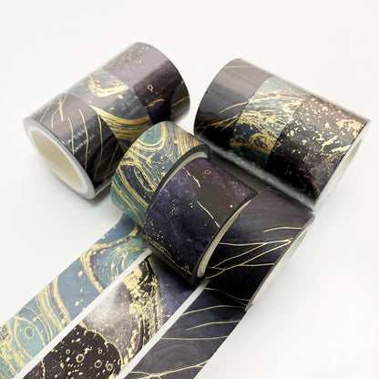 3 Rolls / Set 8958 5m Paper Bronzing Wallet Tape Set, Marble, Water Ripple, Gilt Pattern, Three-color Plaid, Star Sea, Cloud Pattern, Broken Leaves Pattern, Treasure Phase Pattern