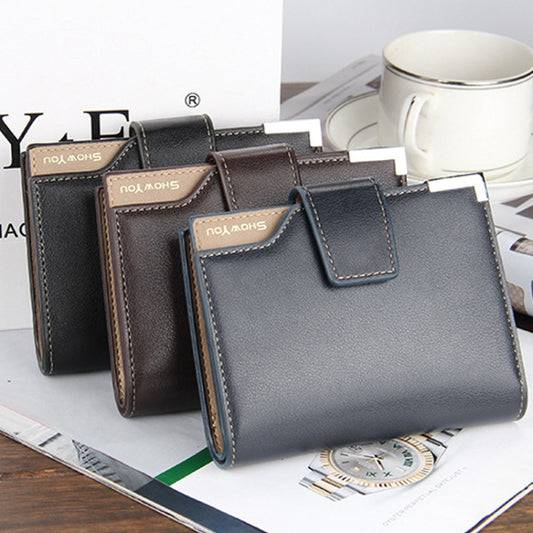 Baellerry Casual Multifunctional Wallet Zipper Buckle Tri-fold Coin Purse For Men, Blue, Brown, Black