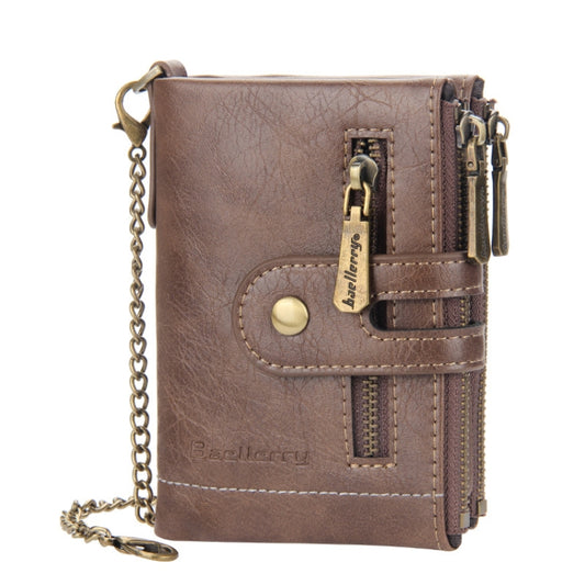 Baellerry  Short Wallet Double Zipper Tri-Fold Wallet For Men, Baellerry Khaki, Baellerry Black, Baellerry Brown