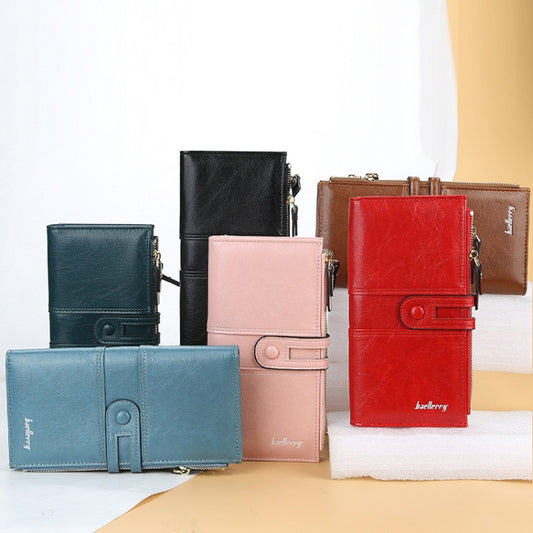 Baellerry  Ladies Long Large Capacity Buckle Zip Clutch Multi-Card Wallet, Baellerry Red, Baellerry Black, Baellerry Brown, Baellerry Dark Green, Baellerry let(Pink, Baellerry Sky Blue