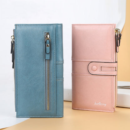 Baellerry  Ladies Long Large Capacity Buckle Zip Clutch Multi-Card Wallet, Baellerry Red, Baellerry Black, Baellerry Brown, Baellerry Dark Green, Baellerry let(Pink, Baellerry Sky Blue