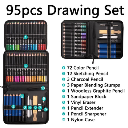95 PCS / Set Yover Oily Colored Pencil Set Art Sketch Pencil Painting Set, 95 PCS / Set