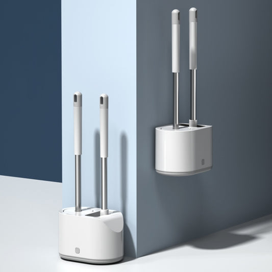 MT2 Silicone Double Brushs Head Toilet Brush Set, Landing Type, Wall-mount  Type