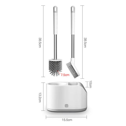 MT2 Silicone Double Brushs Head Toilet Brush Set, Landing Type, Wall-mount  Type